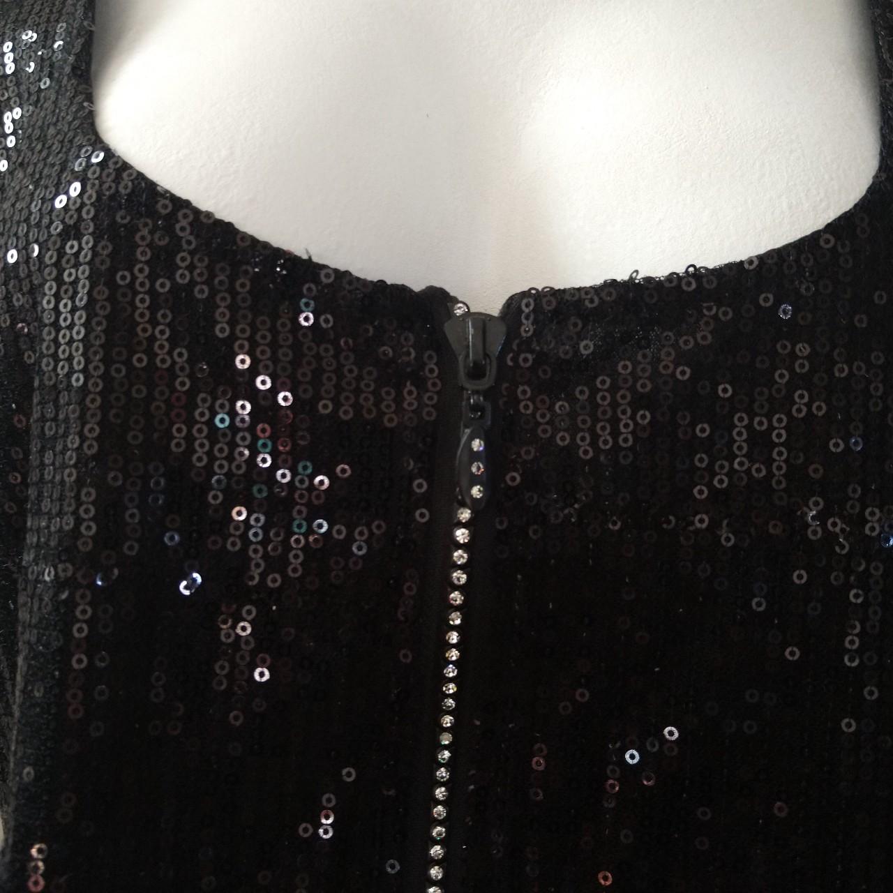 Vintage Hooded cropped black sequin top with... - Depop
