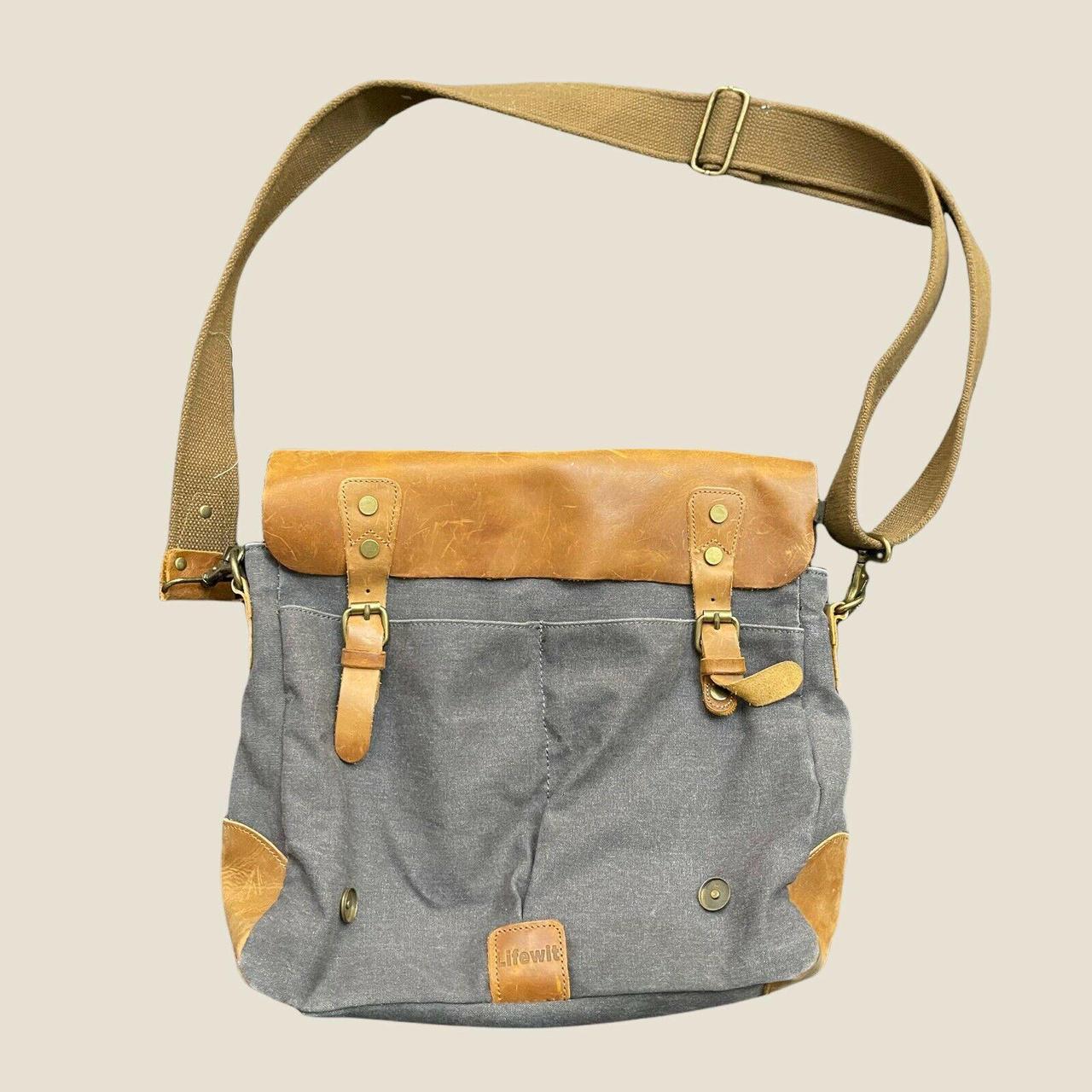 LIFEWIT Mens Messenger Bag Leather/Canvas Laptop Bag... Depop