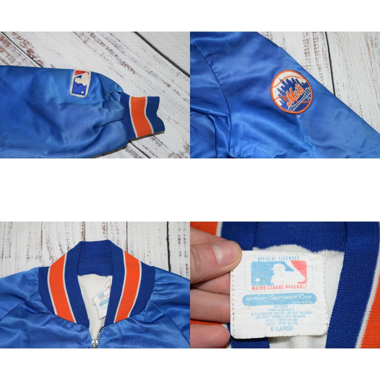 VINTAGE 80s 90s METS SATIN BOMBER JACKET OFFICIAL MLB USA MADE YOUTH XL