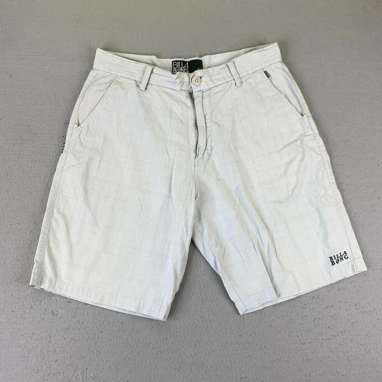 Billabong Shorts Mens 34 Light Beige Plaid Chino... Depop