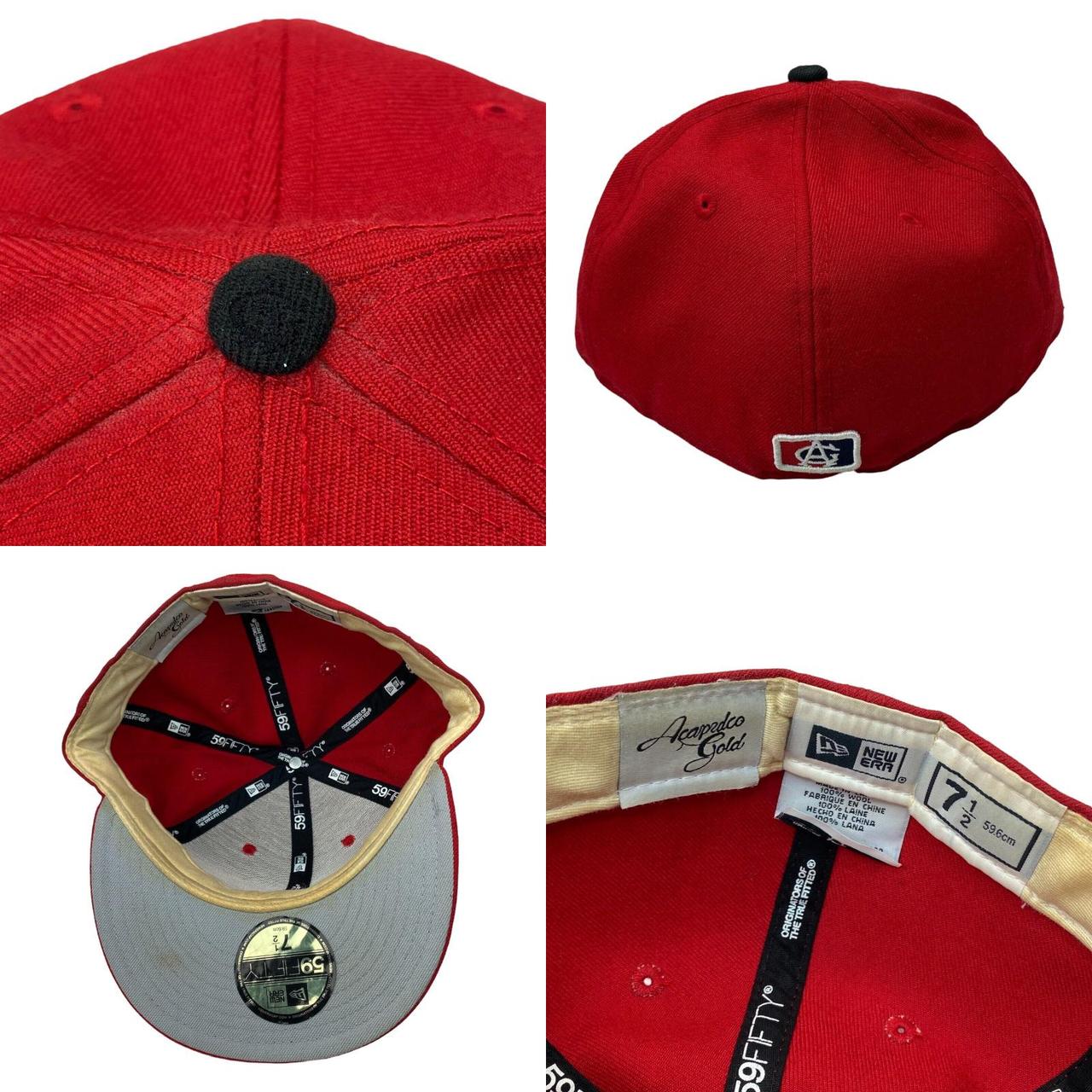 ACAPULCO GOLD X NEW ERA - DOLLAR BILLS 59FIFTY CAPS HATS FITTED RED BLACK 7  1/2