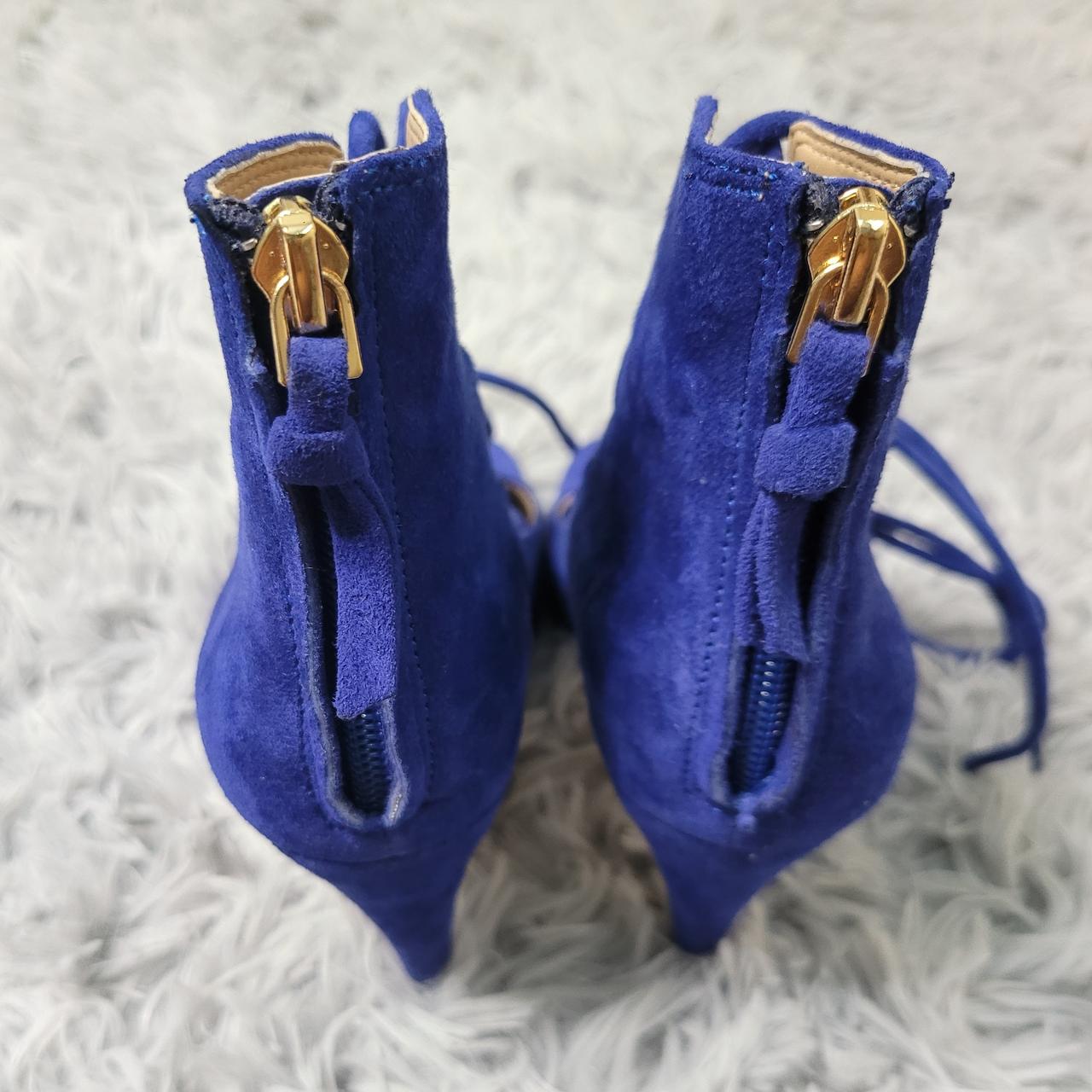 Suede lace up heel with gold zipper in the Depop