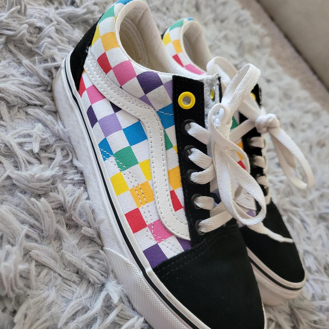 Womens rainbow best sale checkered vans