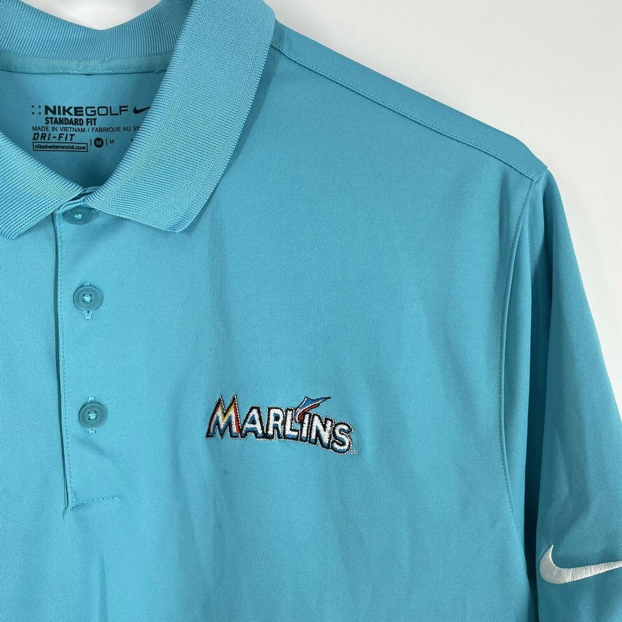 Nike BSBL Miami Marlins Polo Shirt Mens XL Gray - Depop