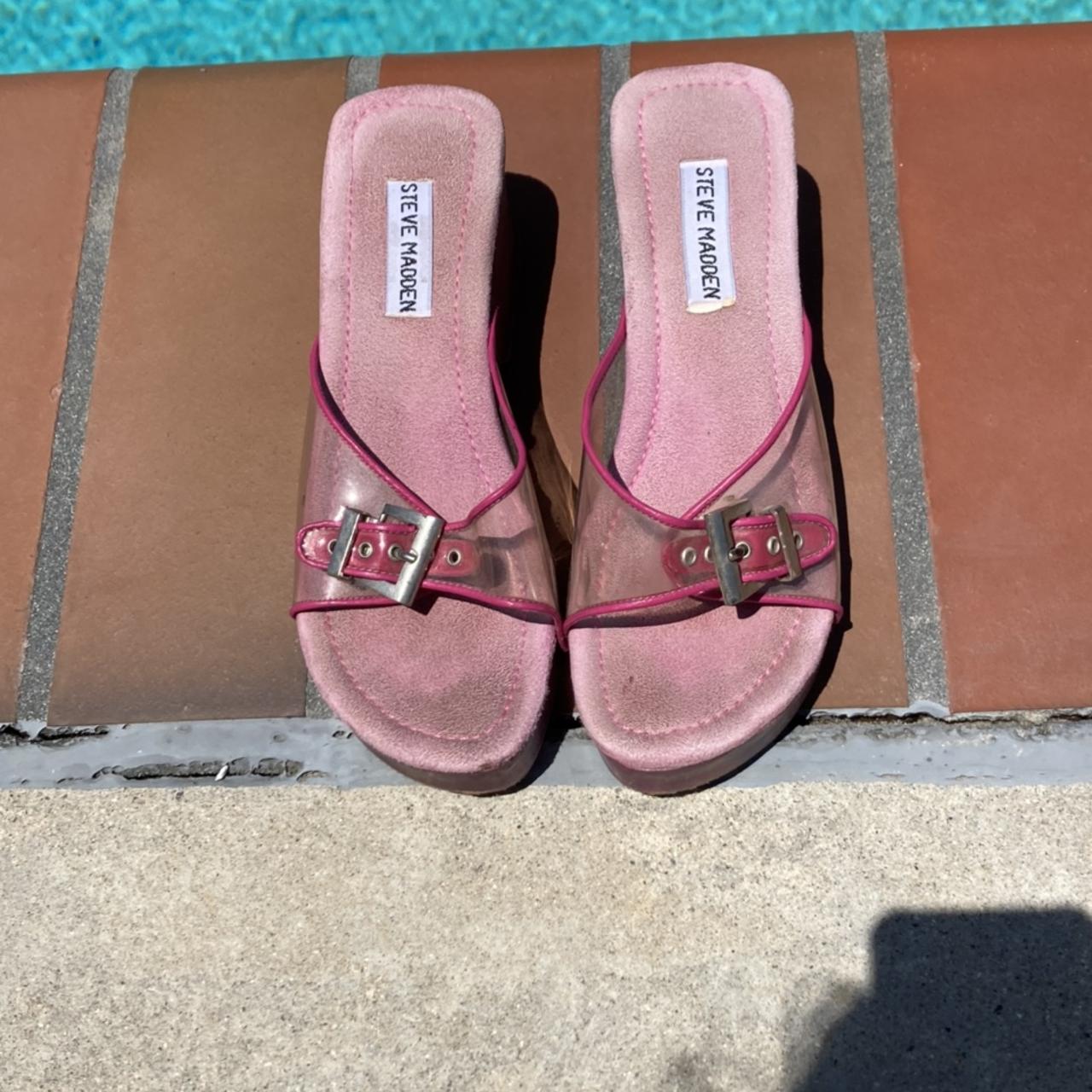 Steve Madden Women's Pink and Purple Sandals | Depop