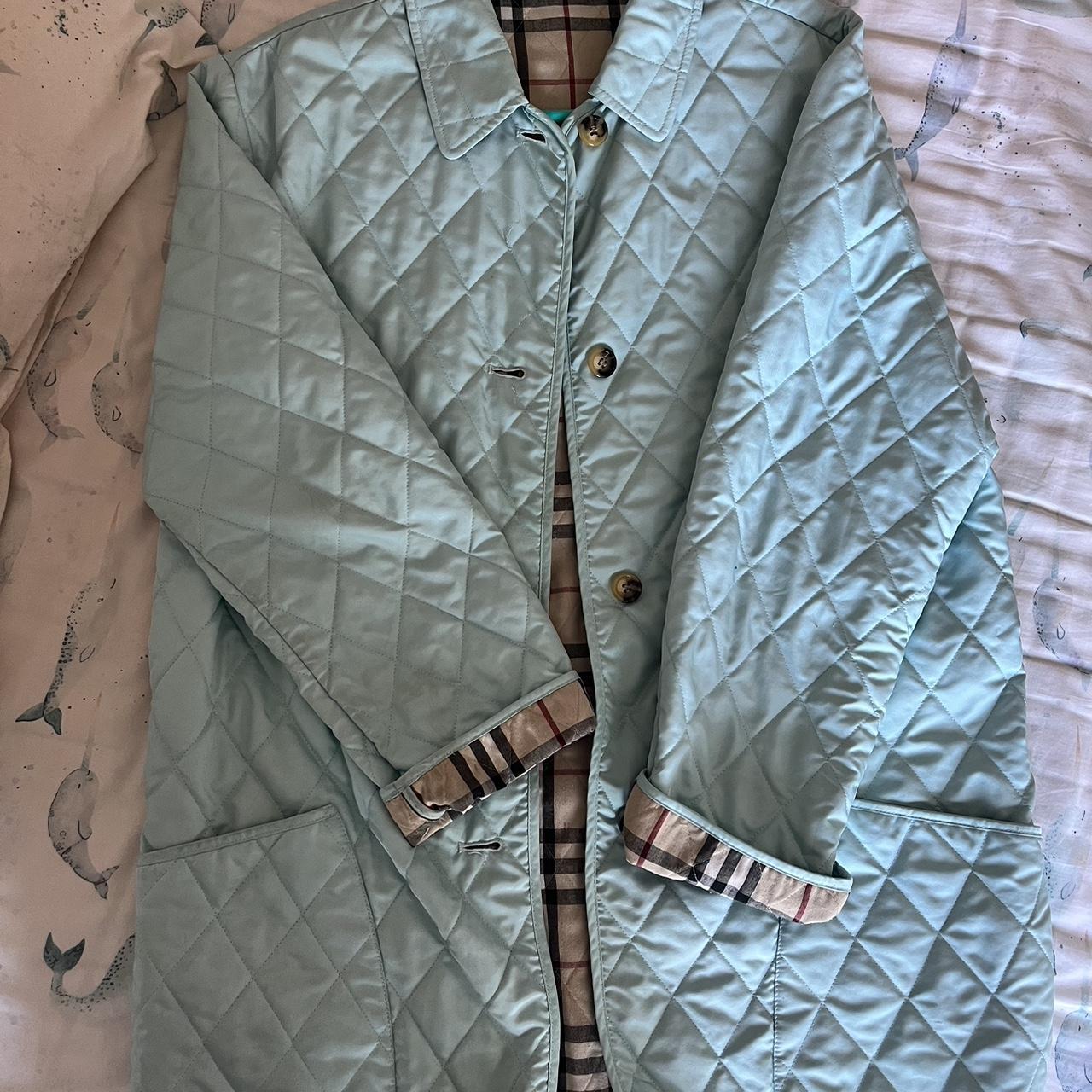 Burberry Women's White and Blue Jacket | Depop