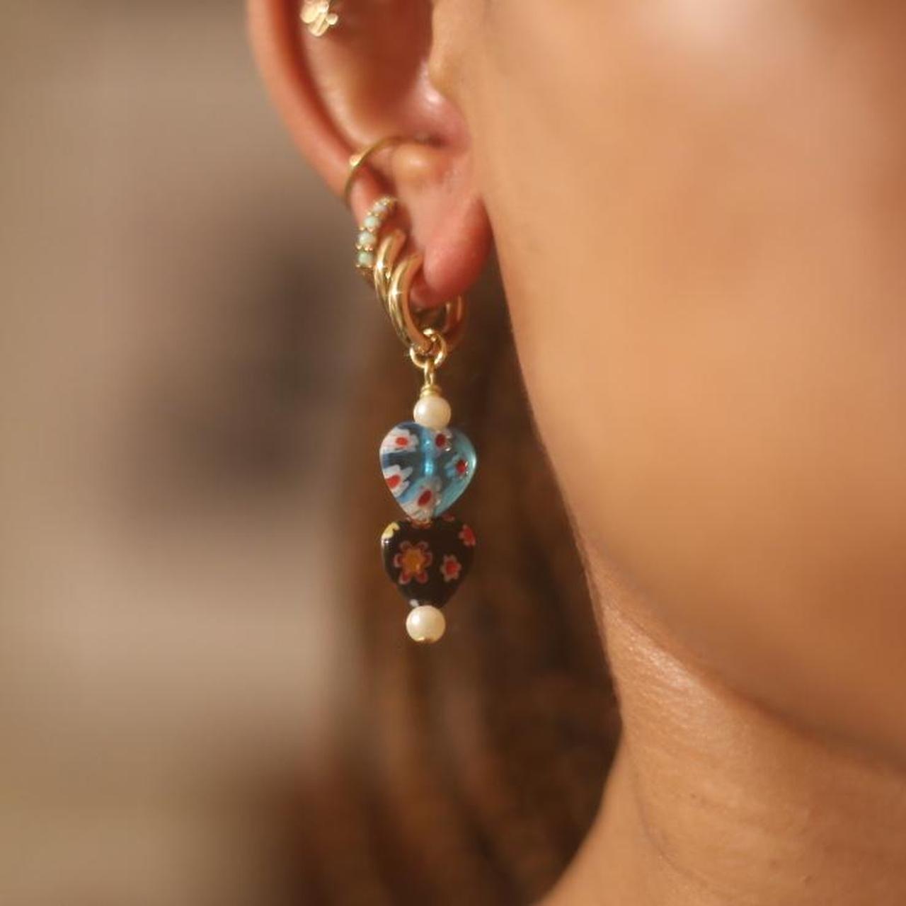 Product Image 2 - 💙 Millefiori heart earrings! 💙