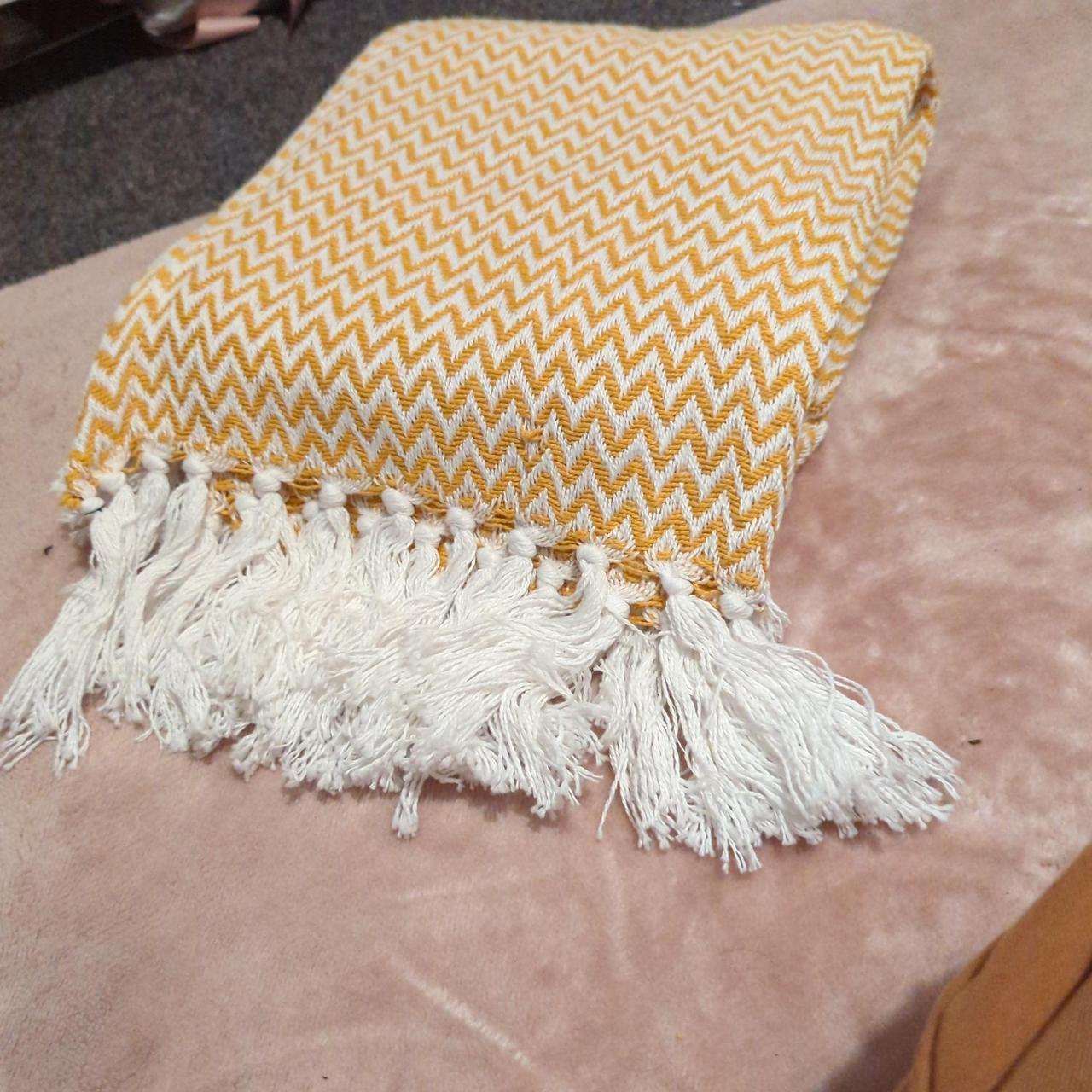 Brand New Mustard Blanket Throw Depop   P0 