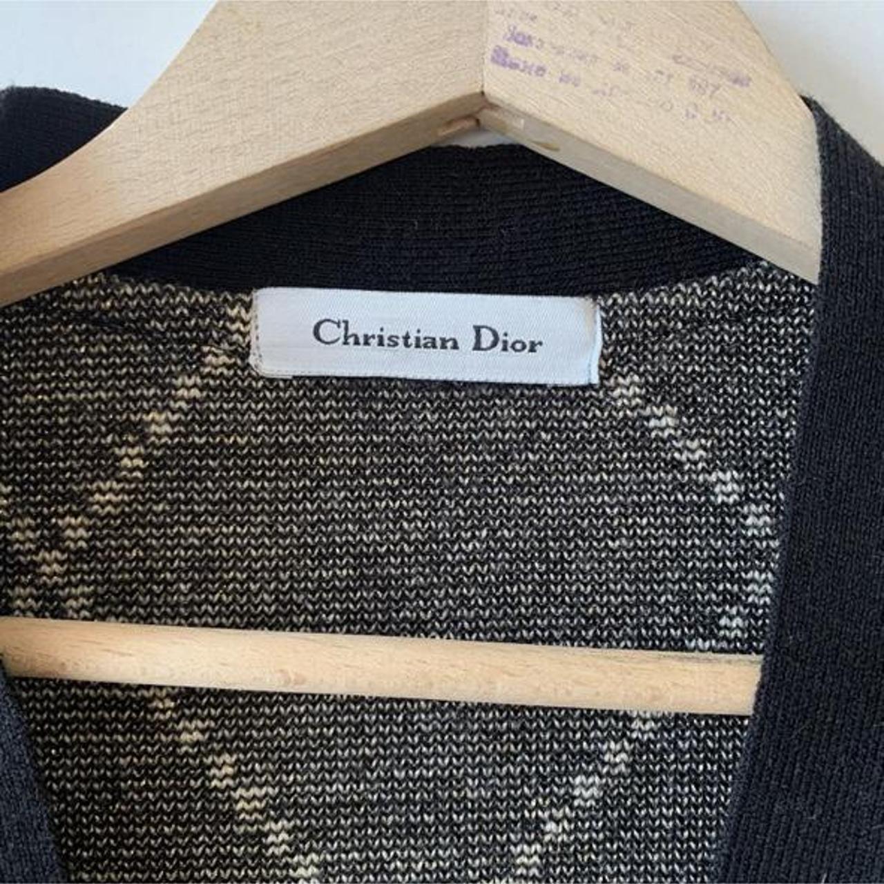 Vintage Christian Dior Long Knit Cardigan Black And... - Depop