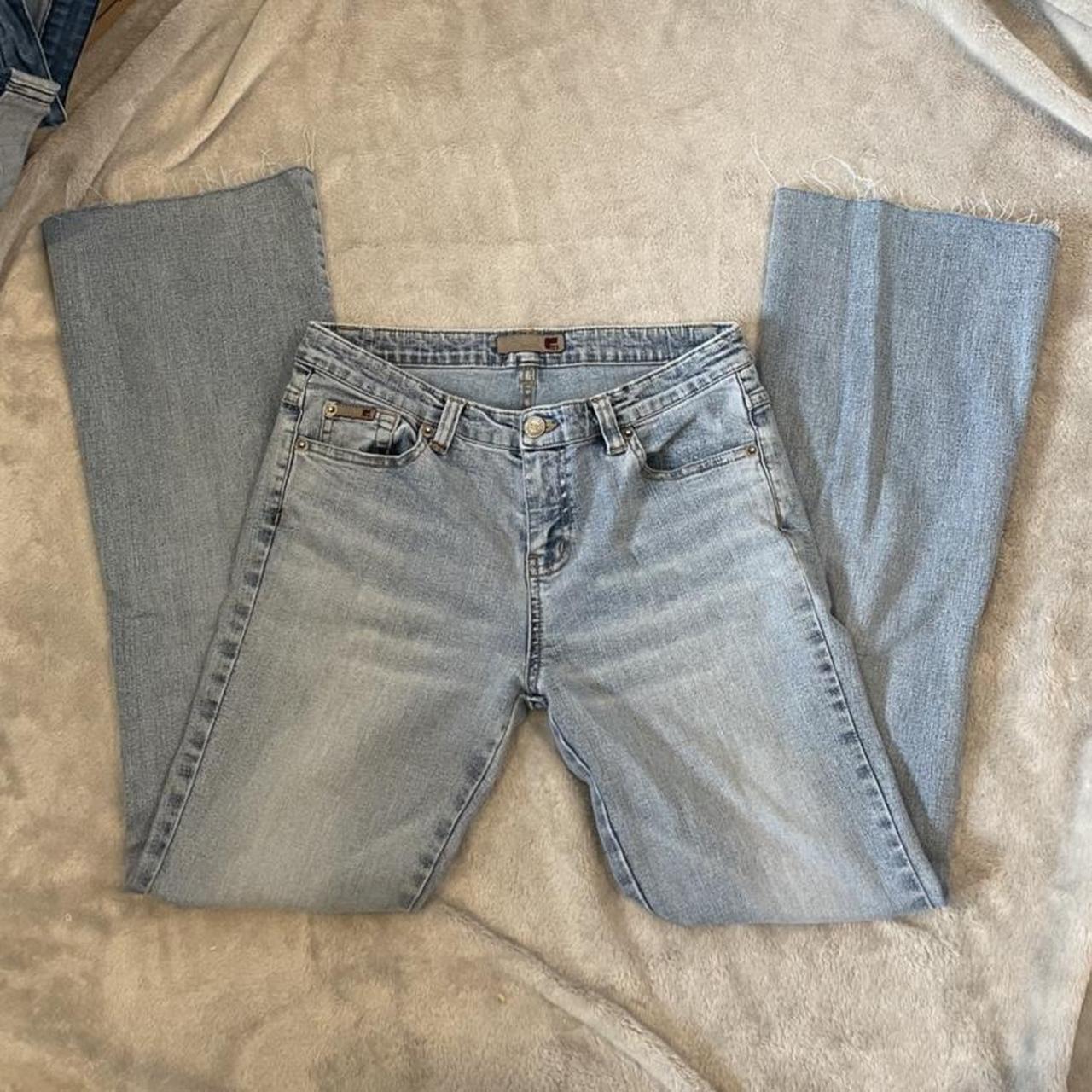 Y2k low rise bootcut jeans🤍 perfect light wash- raw... - Depop