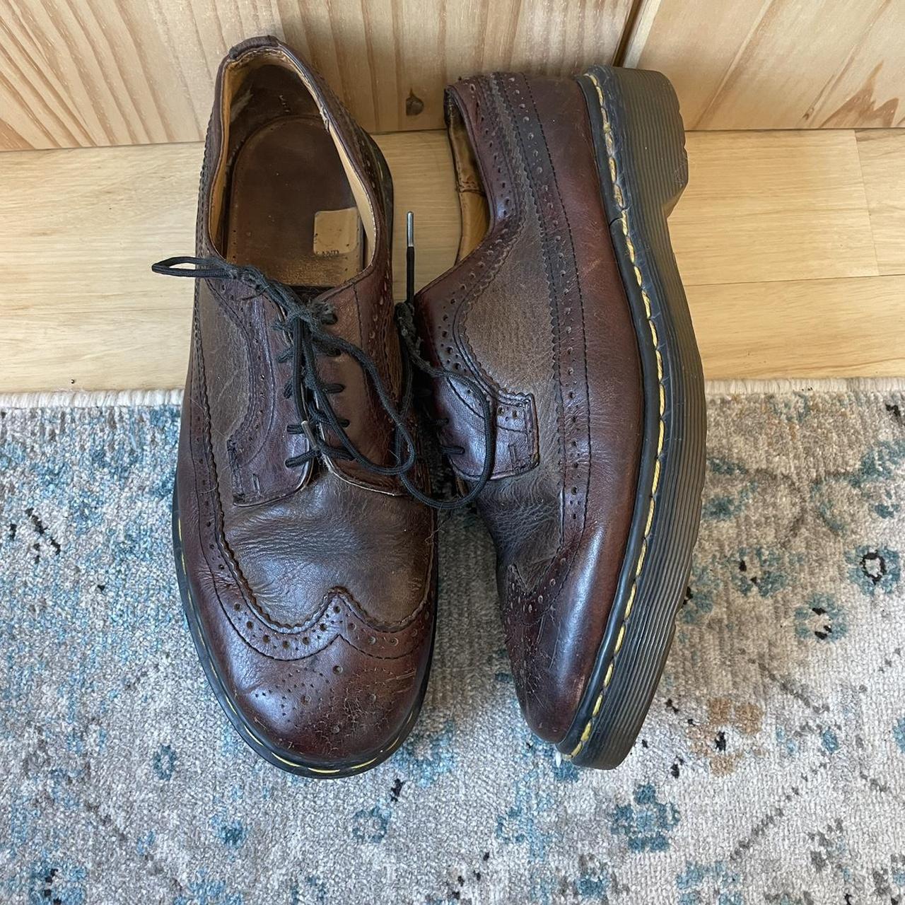 Vintage brown doc martens brogue wingtip two tone... Depop