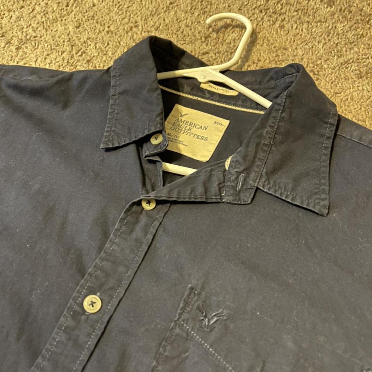 American Eagle Outfitters Men's Navy and Blue Shirt | Depop