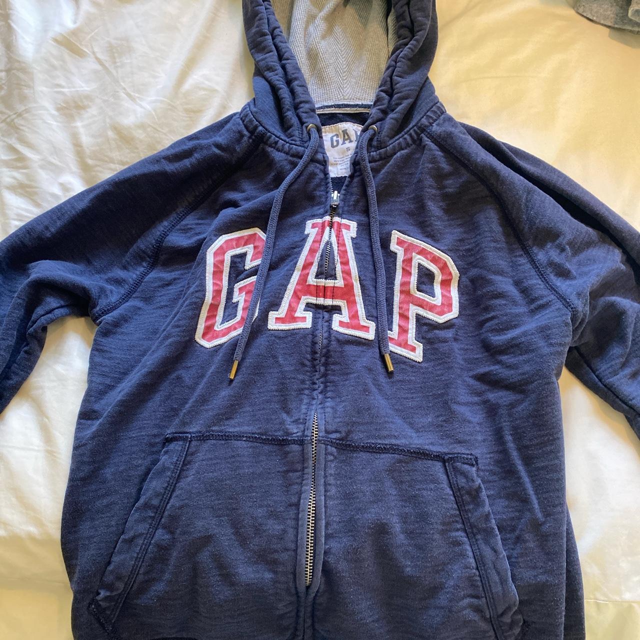 Navy vintage gap zip hoodie - Depop