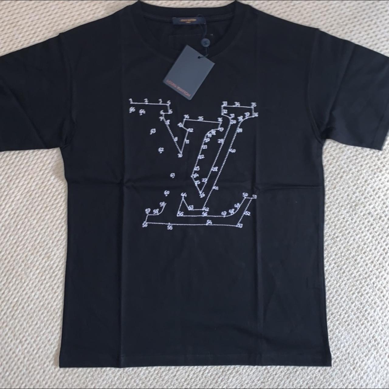 LV STITCH PRINT AND EMBROIDERED T-SHIRT RRP: - Depop
