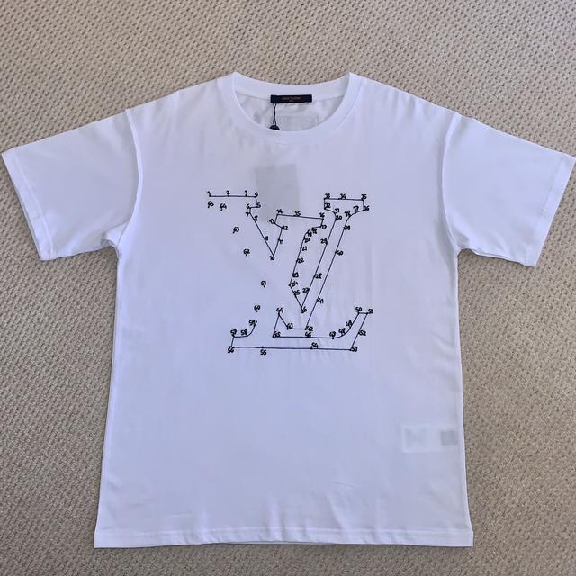 LV STITCH PRINT AND EMBROIDERED T-SHIRT RRP: - Depop