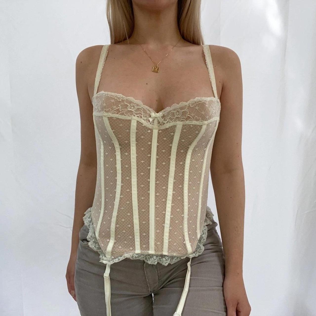 Vintage Chantel Thomass for Victoria's good Secret Lace Corset With Garters 34C