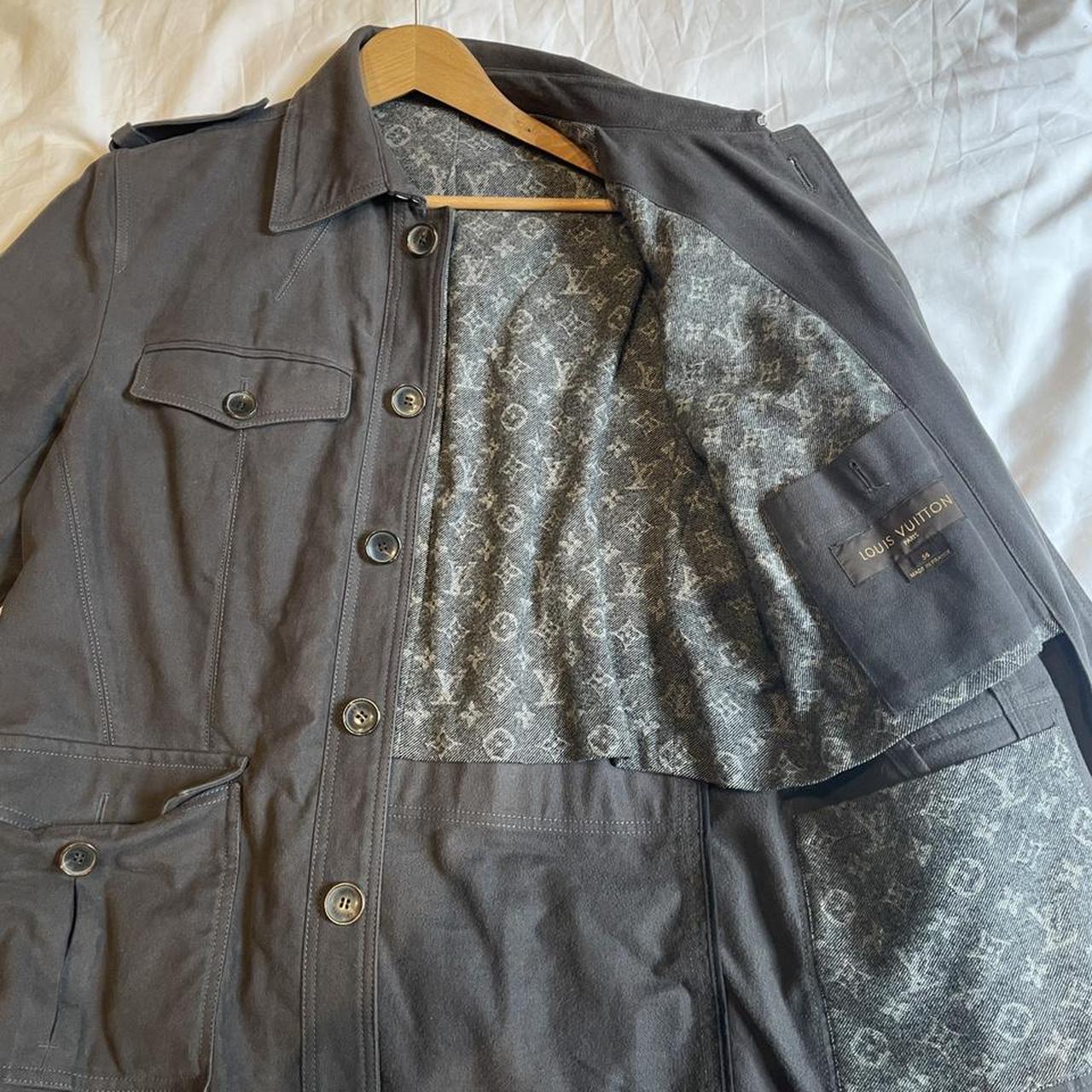 Louis Vuitton navy blue monogram bomber jacket coat - Depop