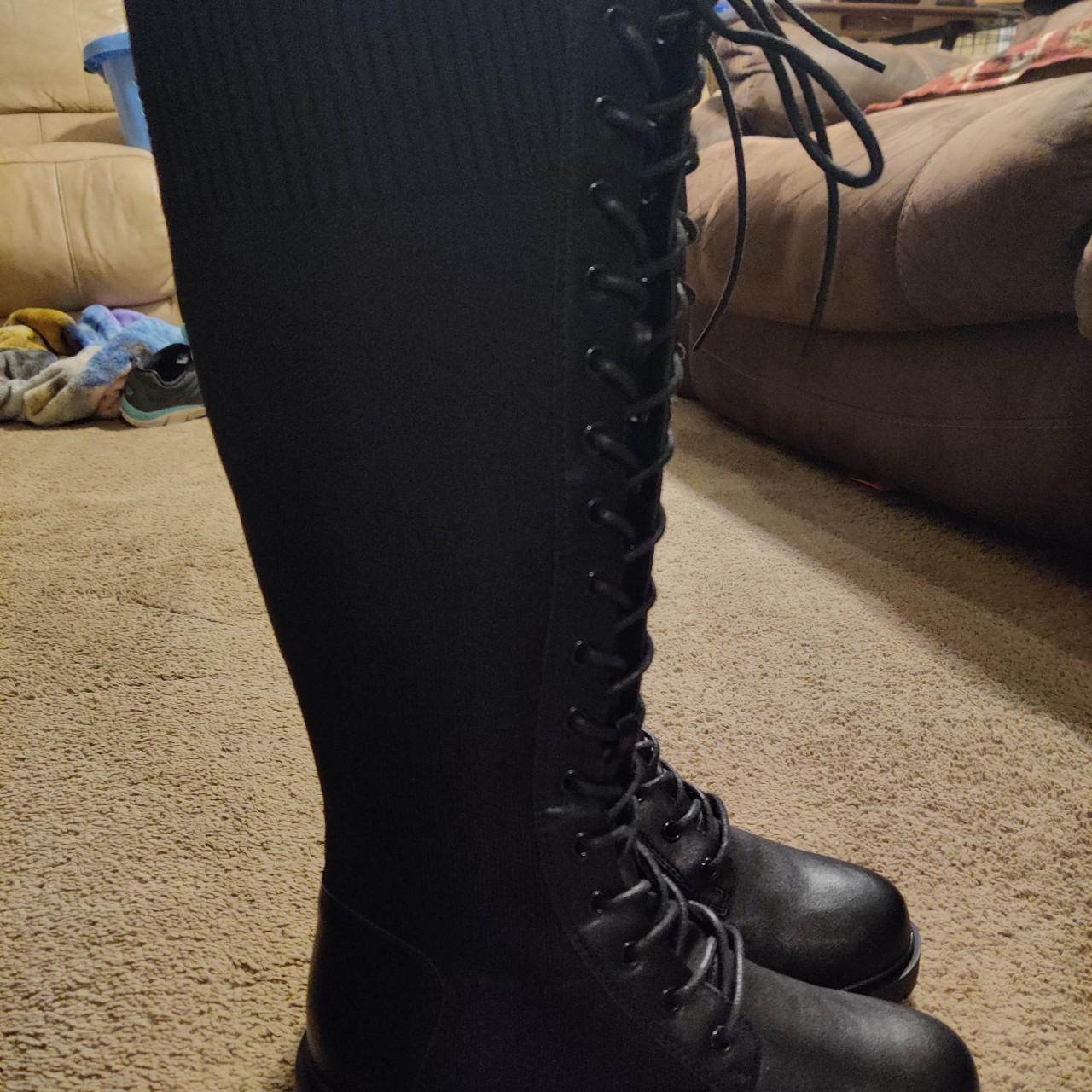 Knee high combat store boots wide calf