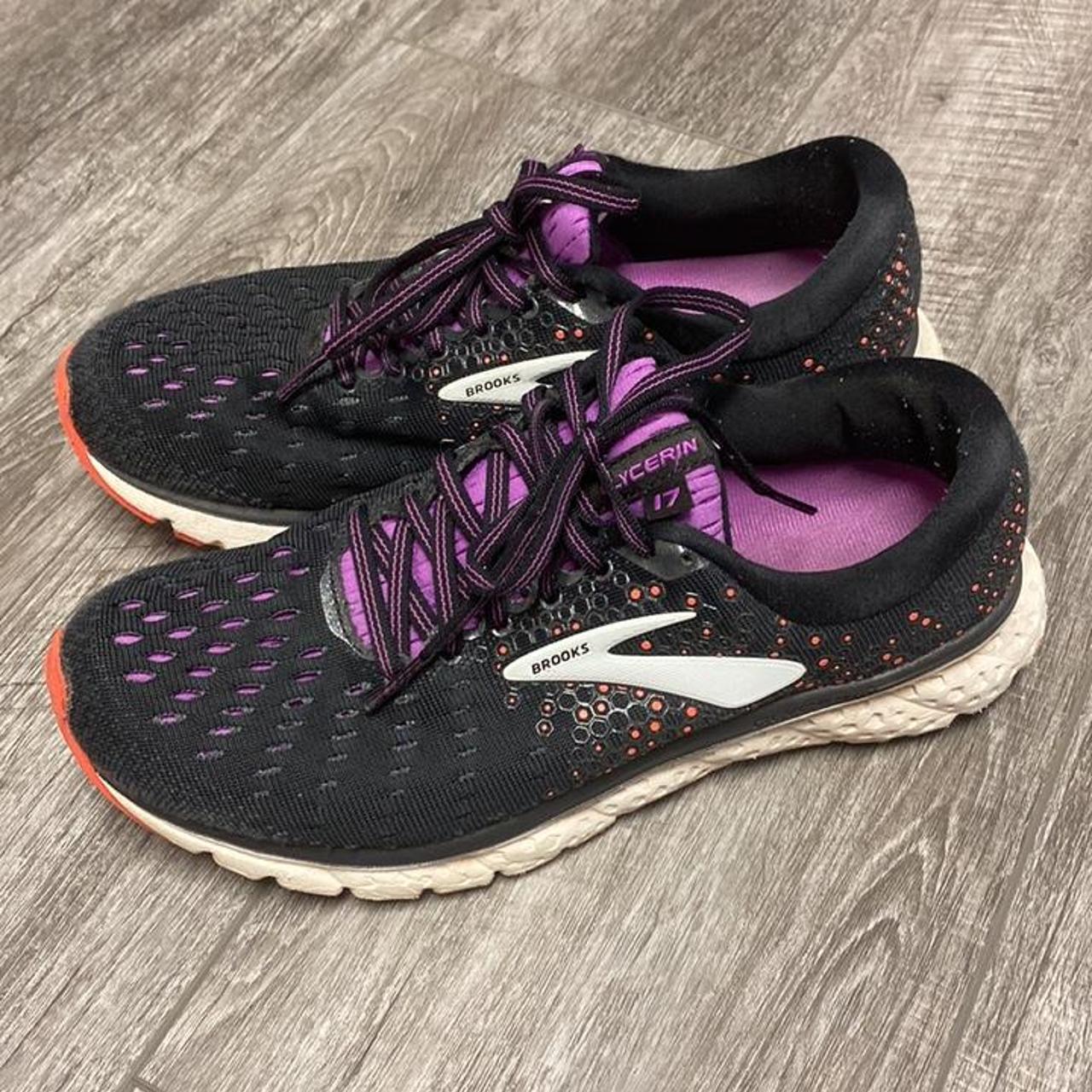 Brooks Glycerin 17 Size 9 Black and Purple Depop