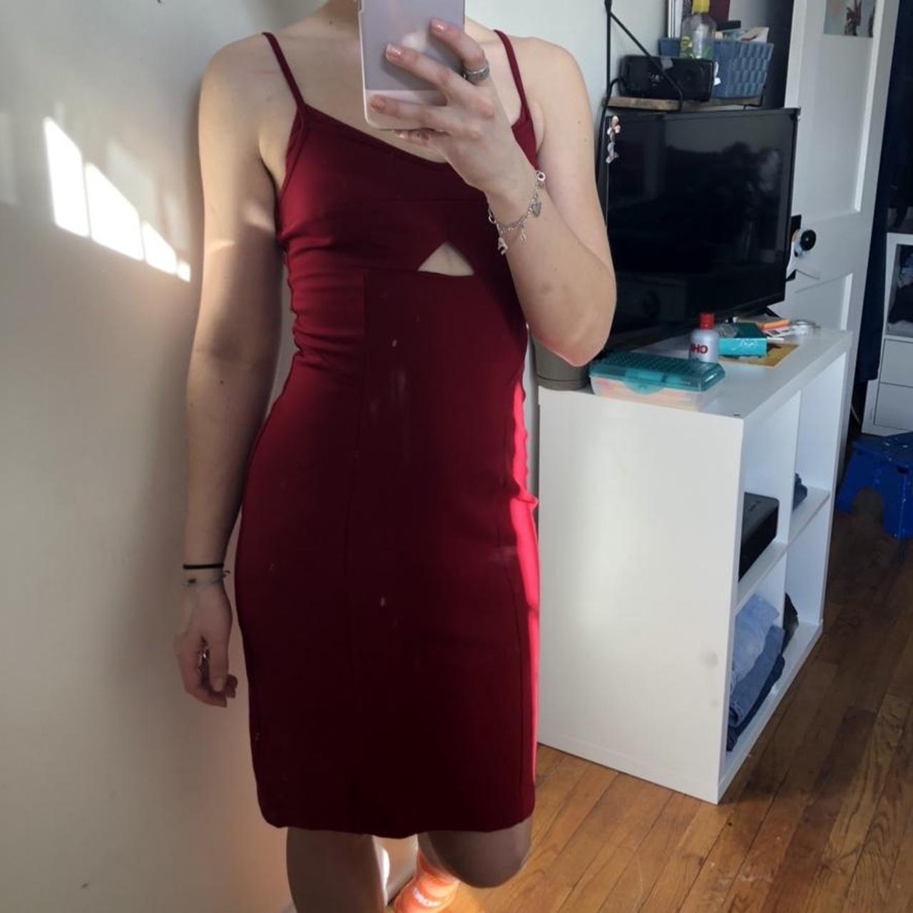 Red tight body con dress practically brand... - Depop