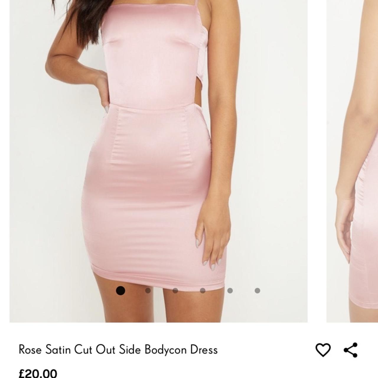 Prettylittlething rose satin cut out side bodycon... - Depop