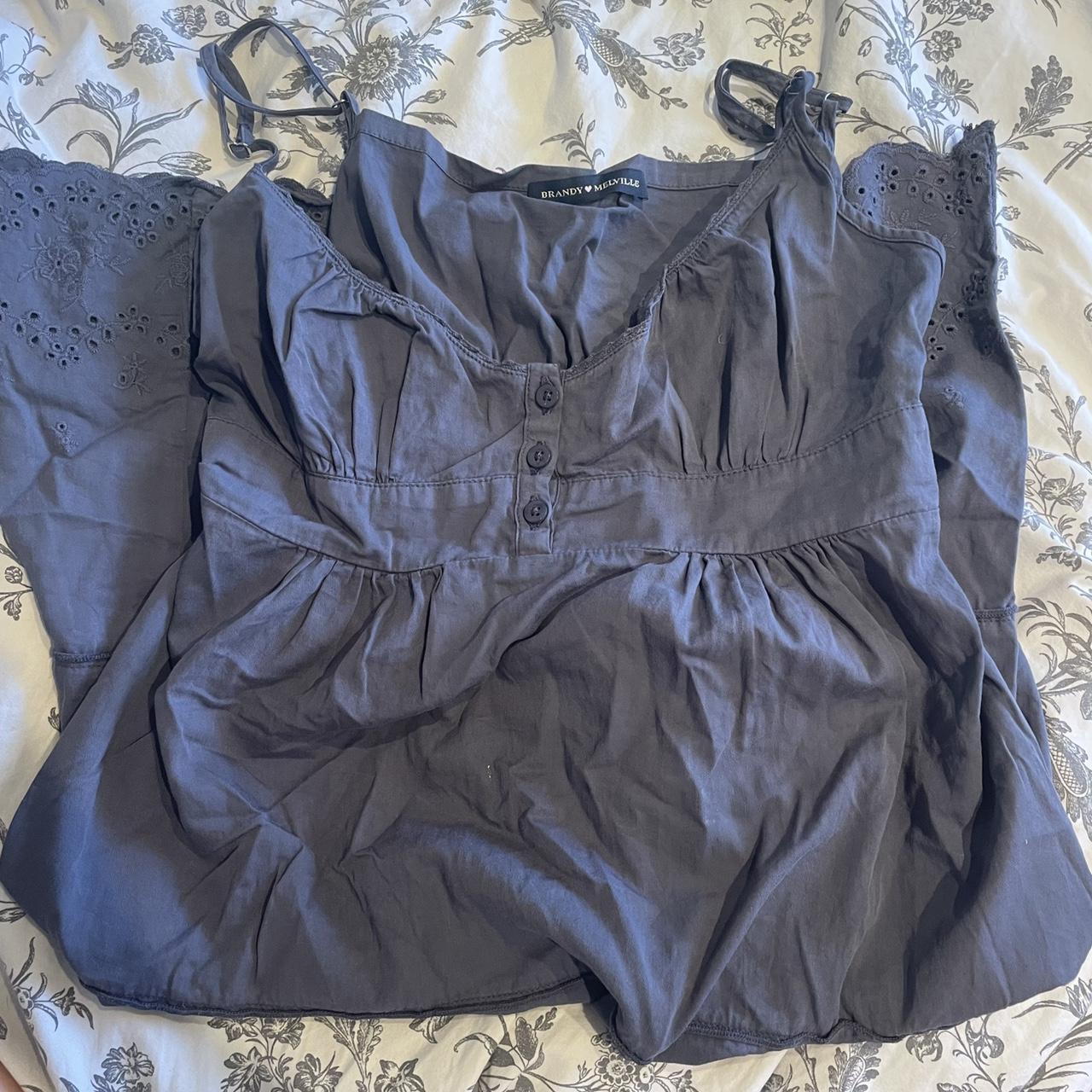 Brandy Melville navy dress Eyelet details on the bottom Depop