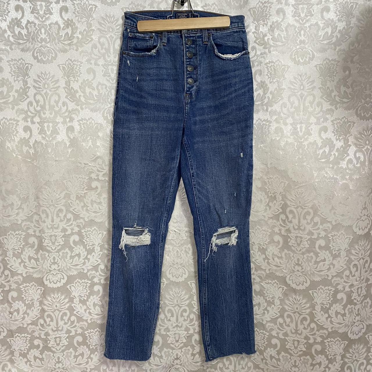 Abercrombie ultra high rise distressed mom jeans... - Depop