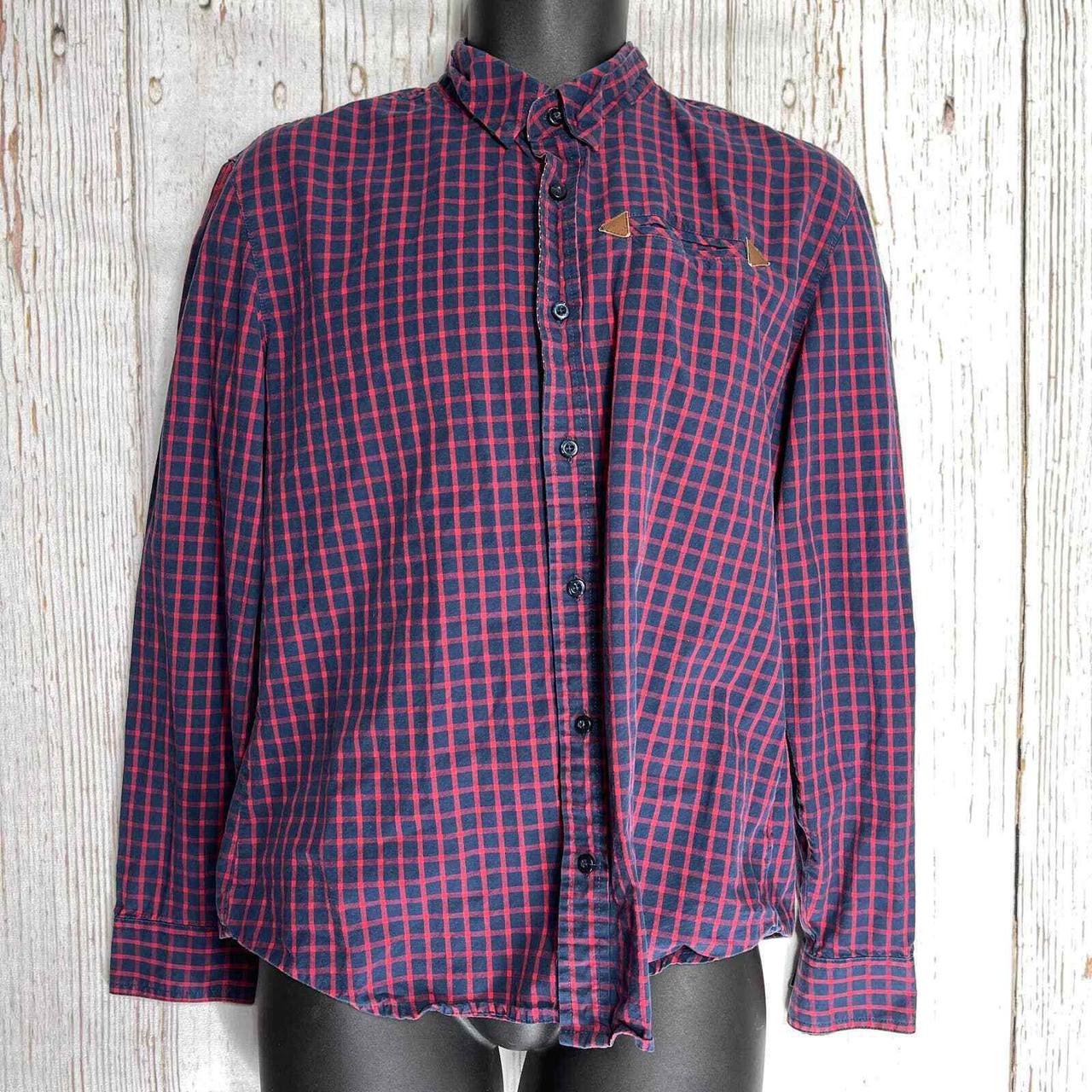 Men's Red and Blue Shirt