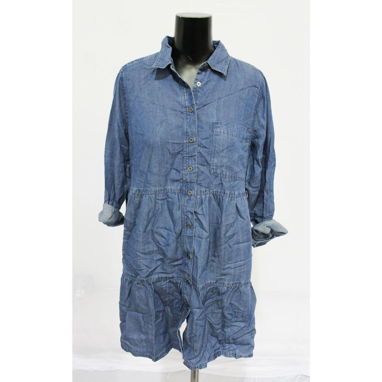 chambray tiered pocket shirtdress