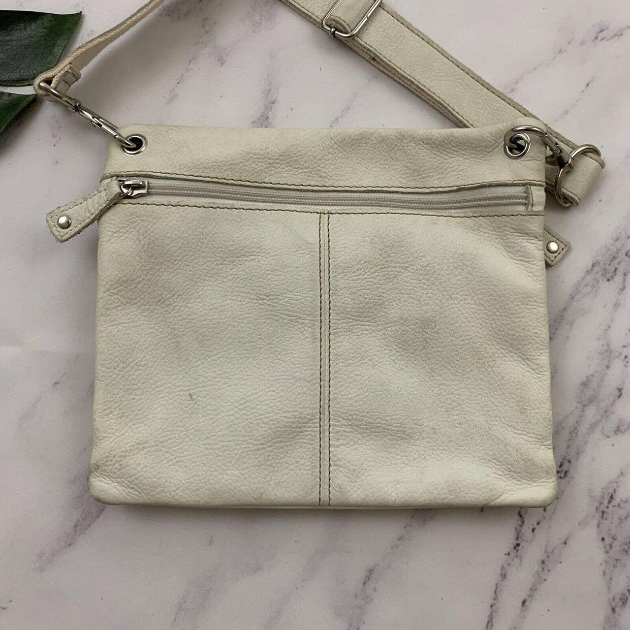 Vintage y2k Fossil white leather with chunky zipper... - Depop