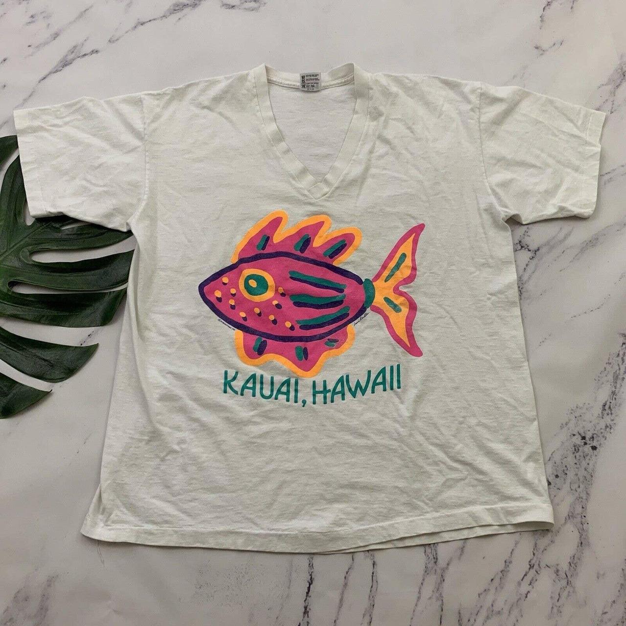 Vintage Eyecatcher neon fish print Kauai, Hawaii - Depop