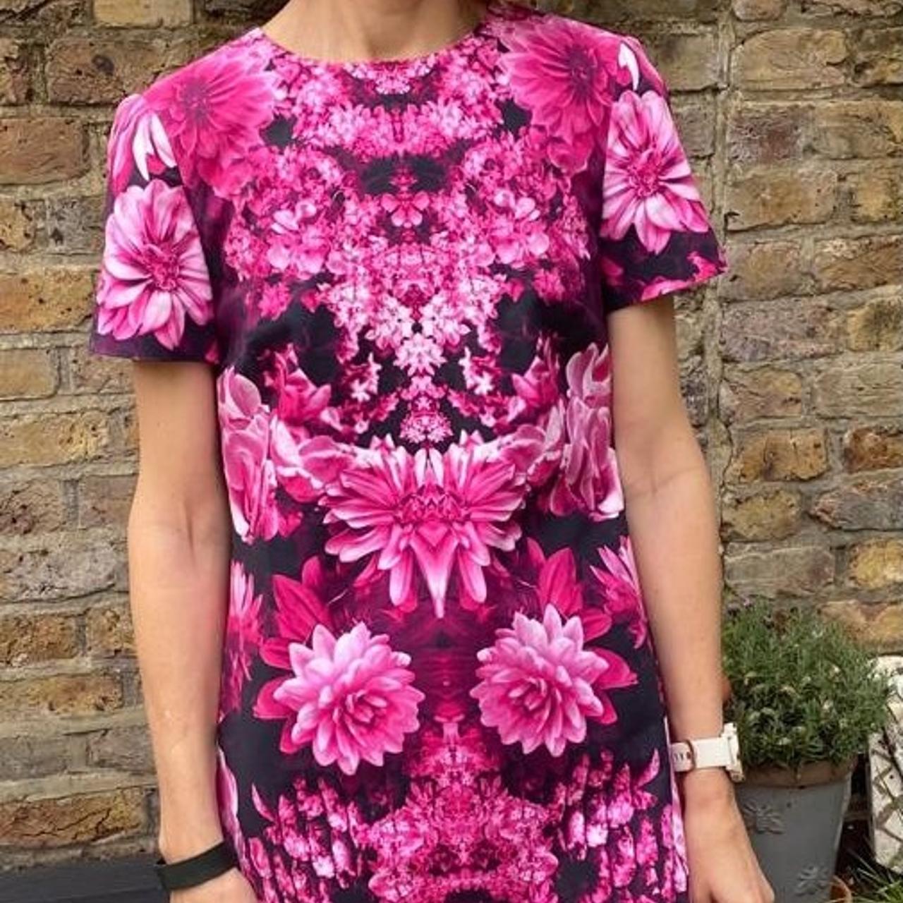 Michael Kors Pink Floral Dress Hand-Embroidered Sequin Floral Lace