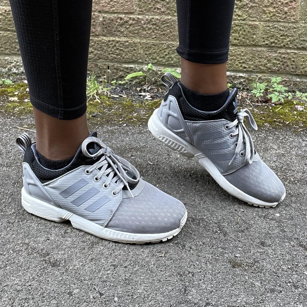 Mens grey adidas zx flux trainers best sale