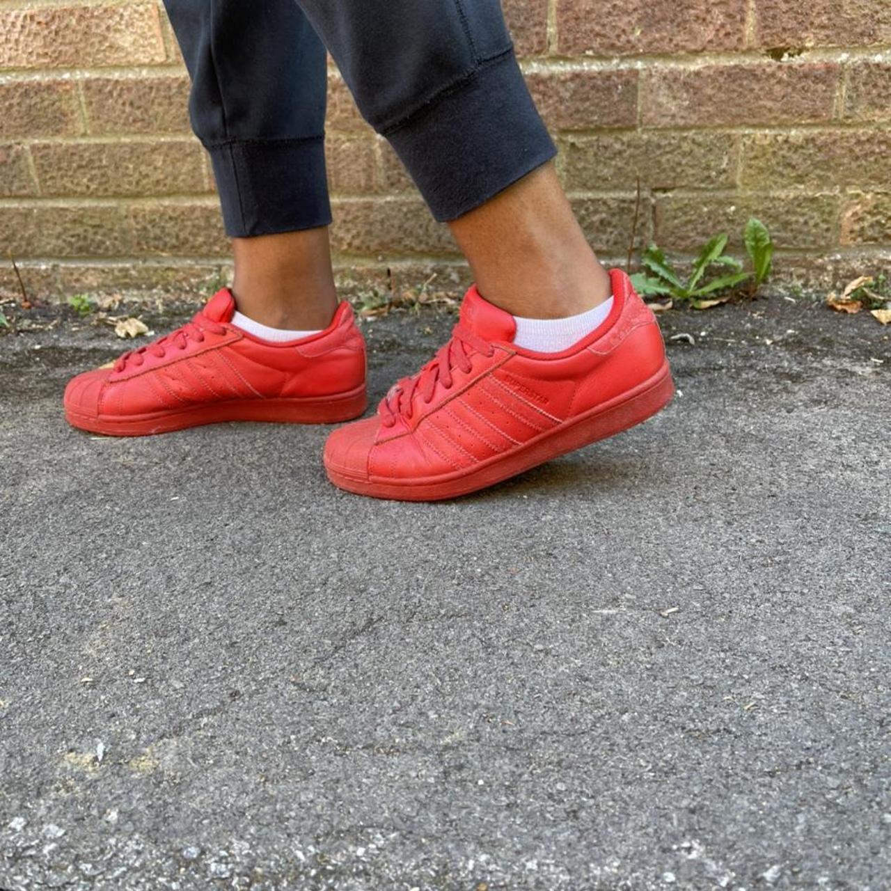 RED ADIDAS ORIGINAL SUPERSTARS Size 6 UK #adidas - Depop