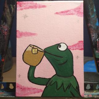 kermit the frog meme painting