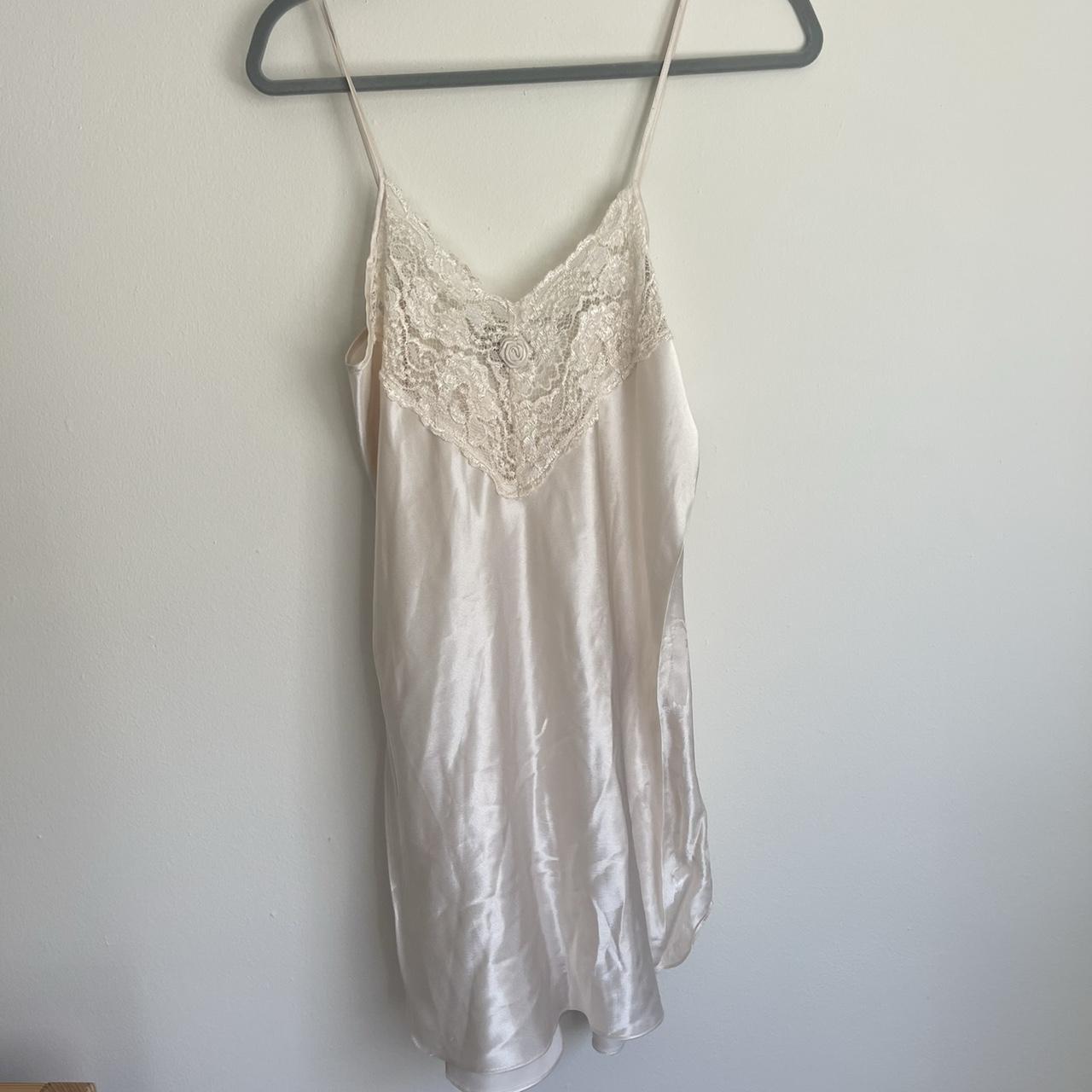 vintage slip dress lace detailing no size on... - Depop