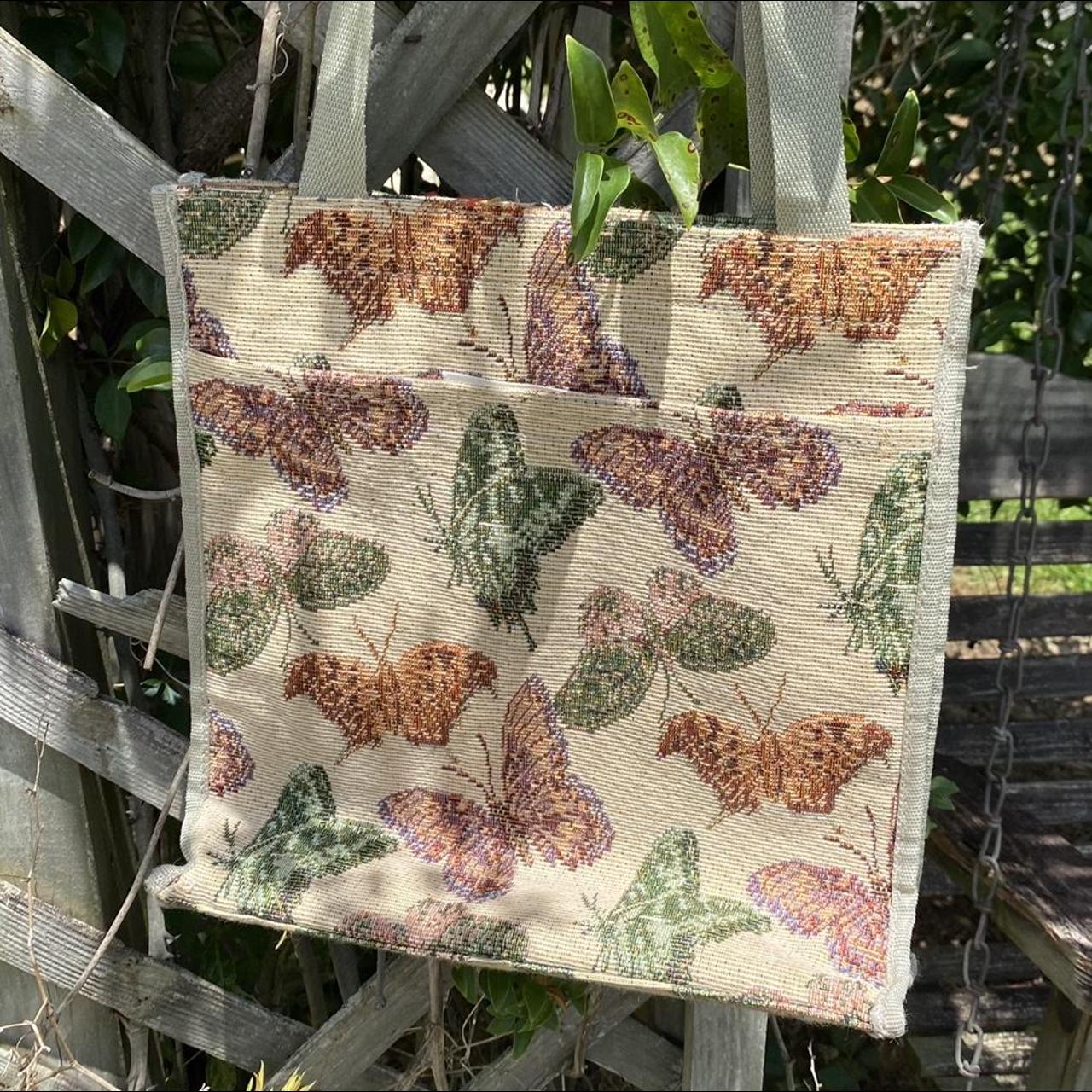 Butterfly tapestry bag Has a zipper and a Velcro... Depop