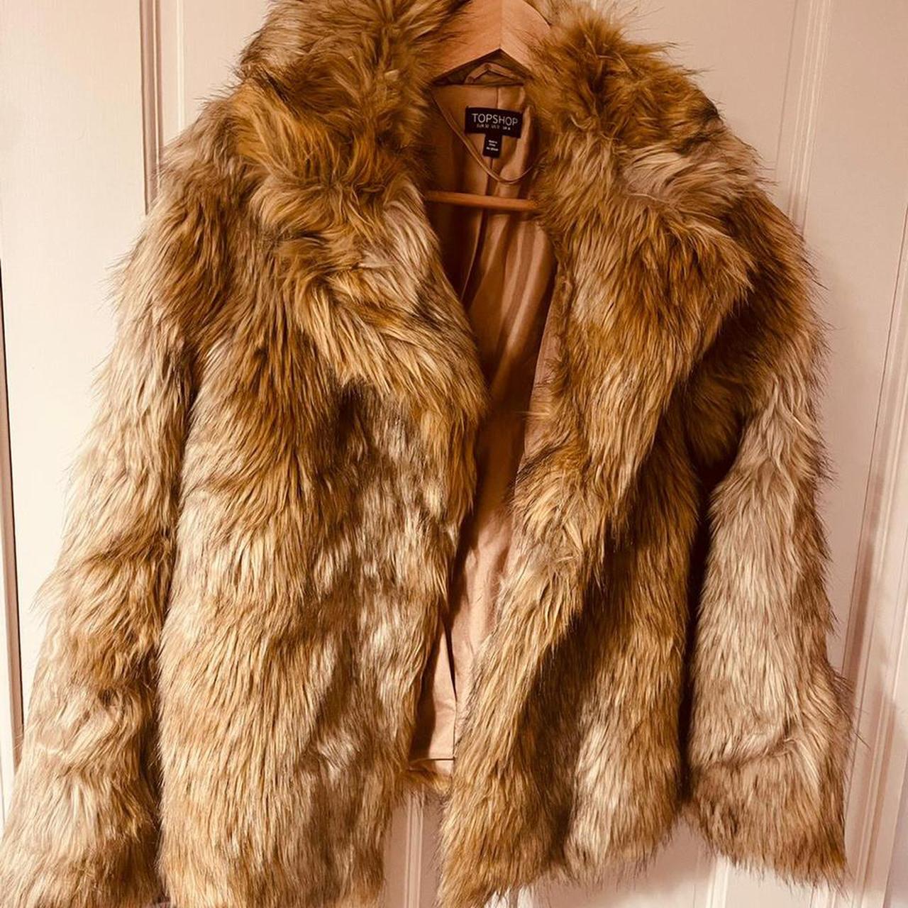 faux fur coat Stunning coat Size 4 topsjop Depop