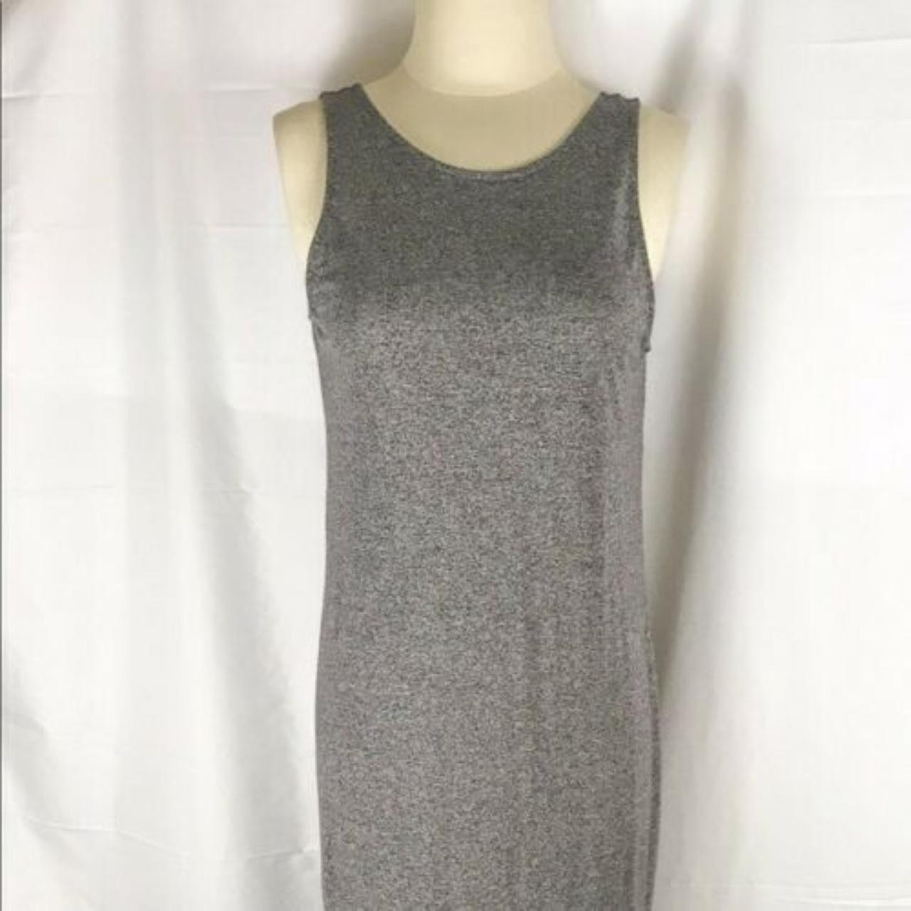 H&M HnM Divided Line Heather Gray Midi Dress With... - Depop