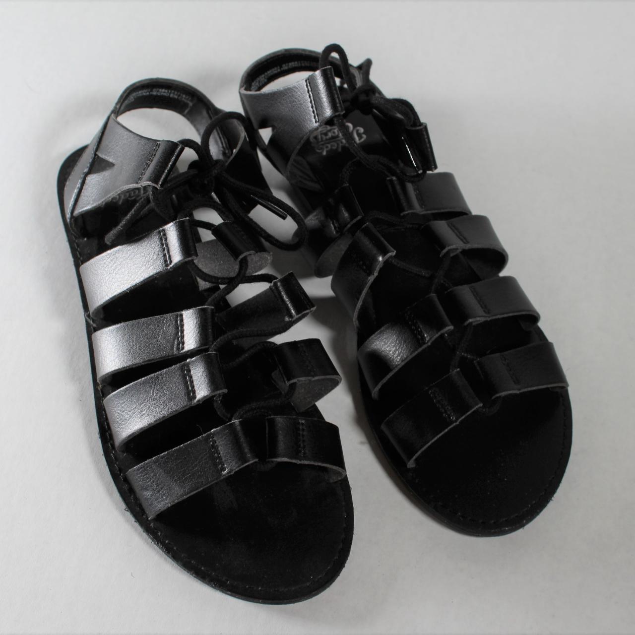 Classic 90s style Black Lace Up Sandal, can be worn... - Depop