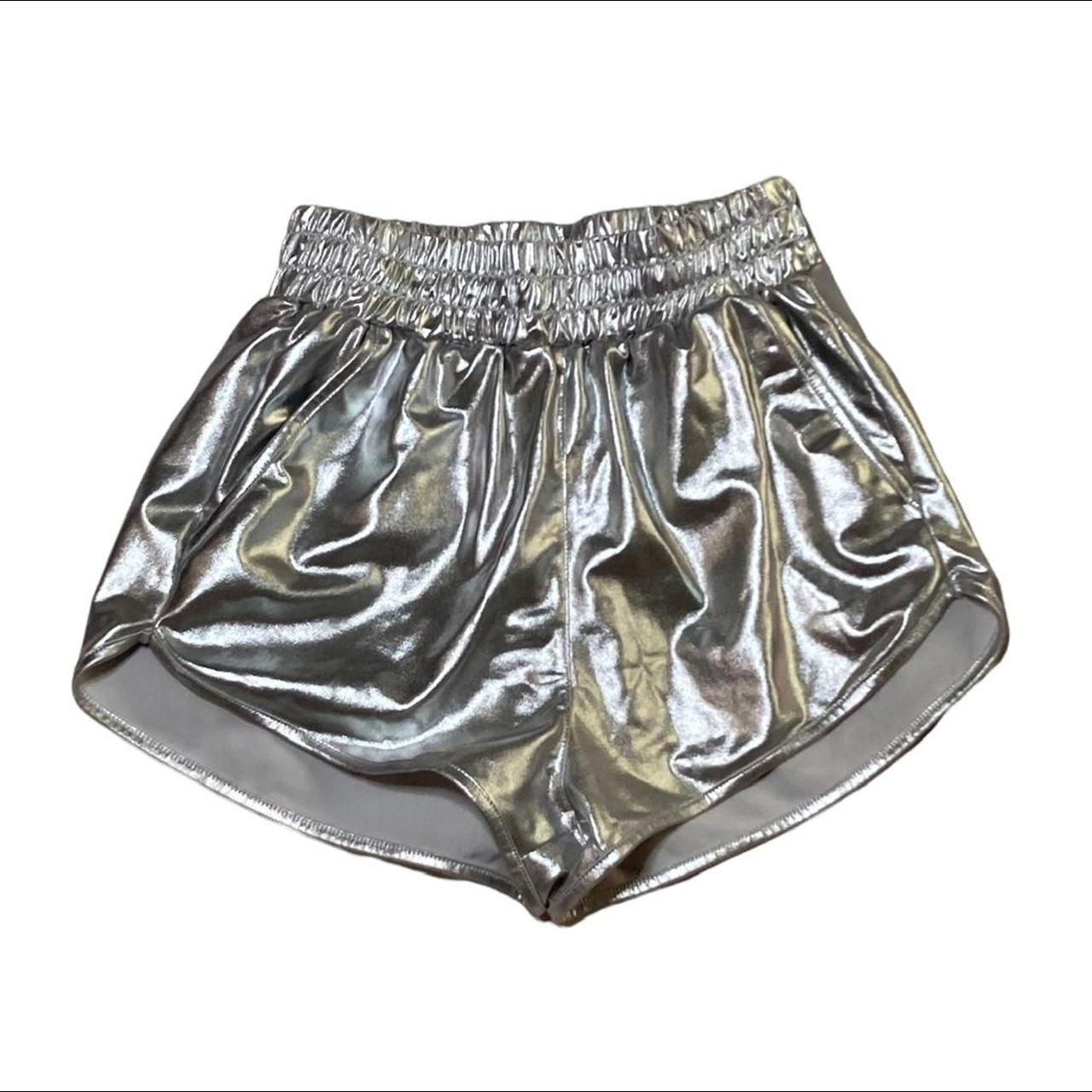 Women's Grey and Silver Shorts Depop
