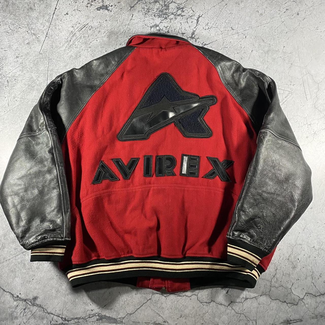 red avirex leather jacket