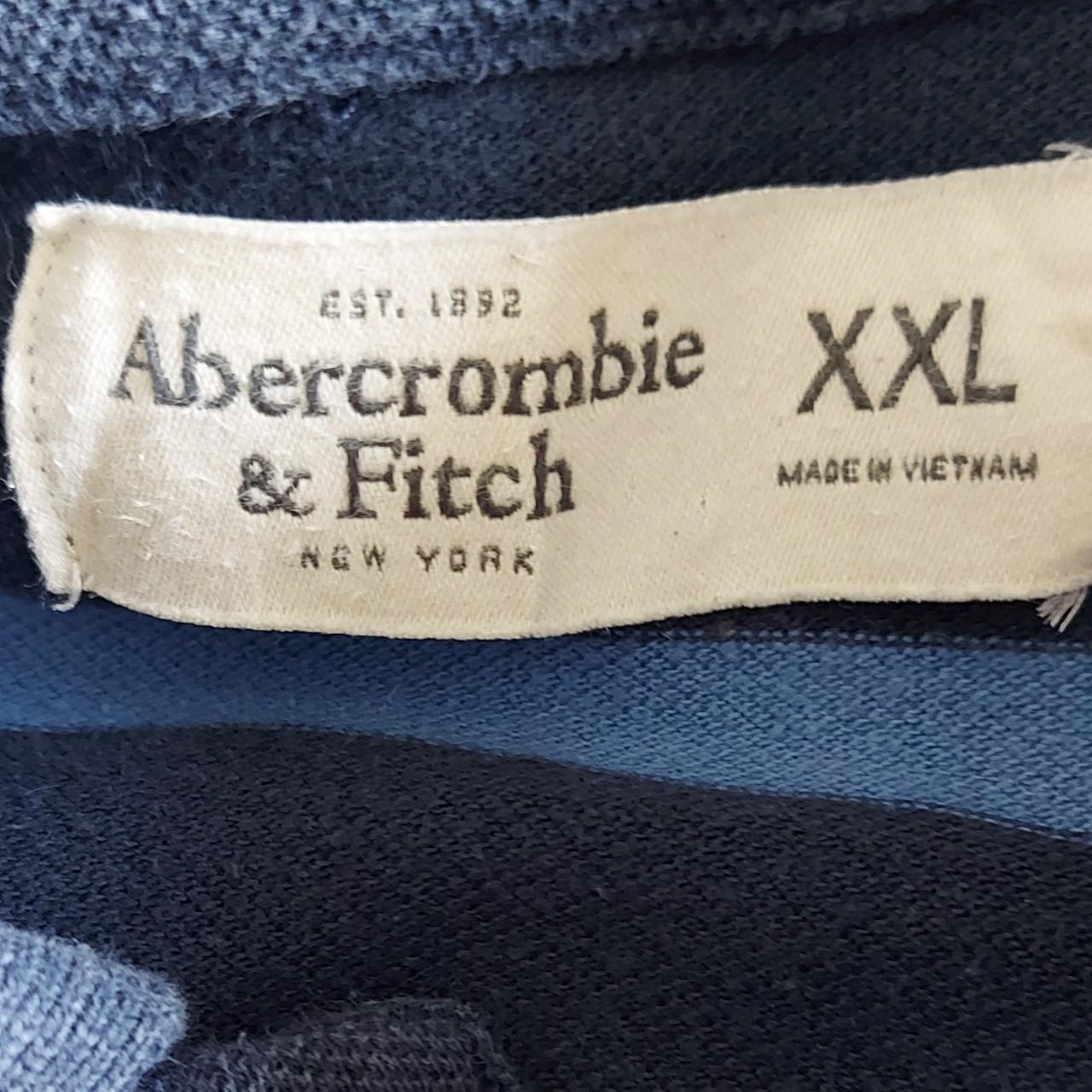 Vintage Abercrombie and Fitch Blue Striped Polo... - Depop