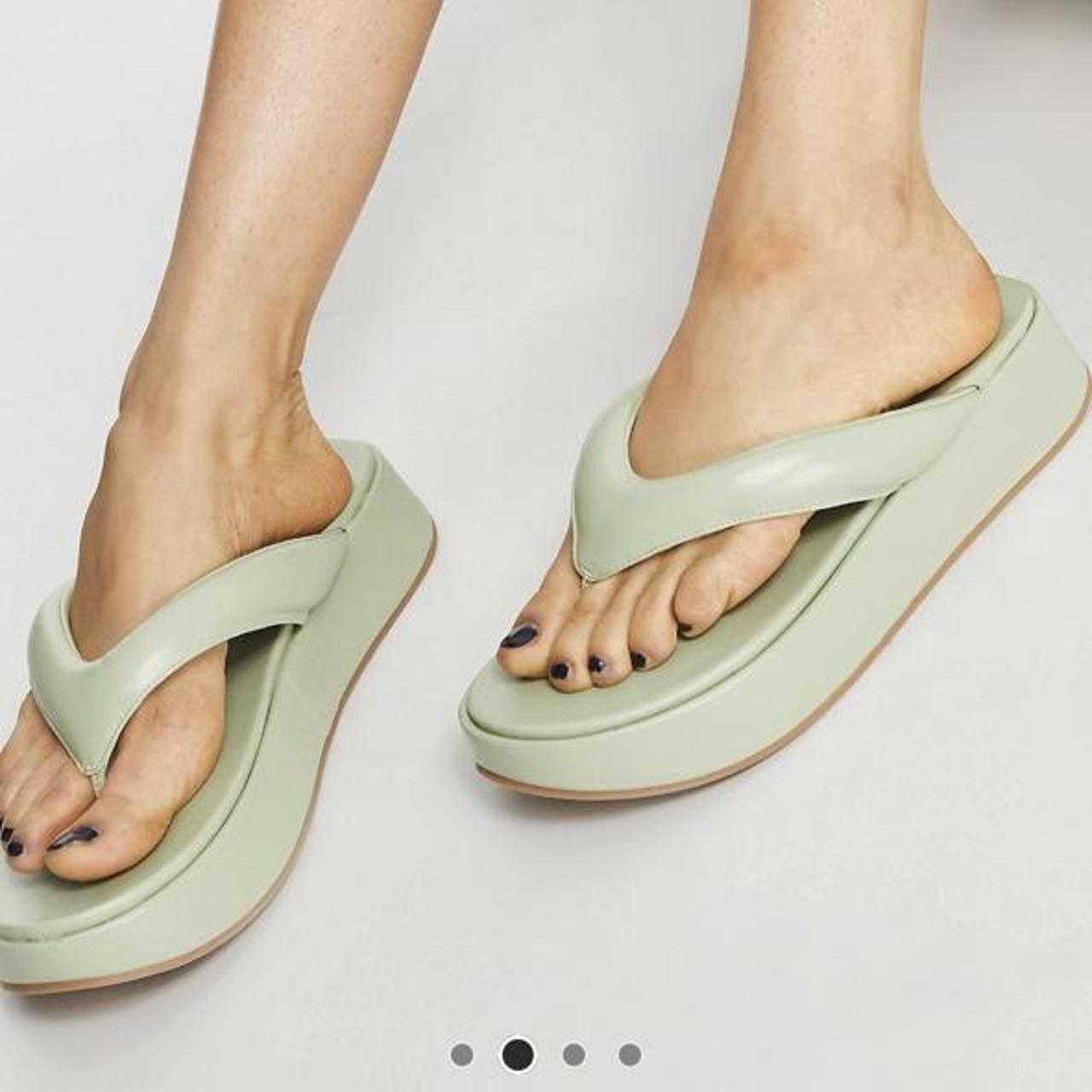 Size 3 green platform sandals from ASOS Design... - Depop