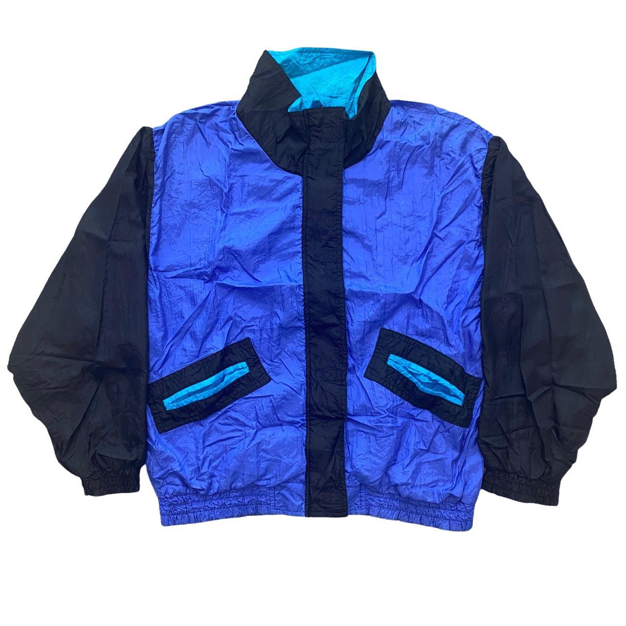 Vintage 90’s Blue/Purple/Black Wind Breaker Jacket... - Depop