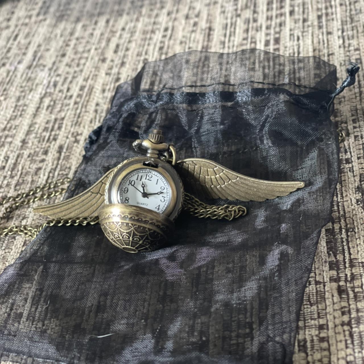 Harry Potter golden snitch pocket watch necklace... Depop