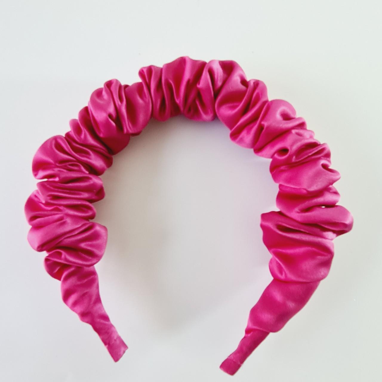 Fuchsia pink Scrunchies headband/ruffle... - Depop