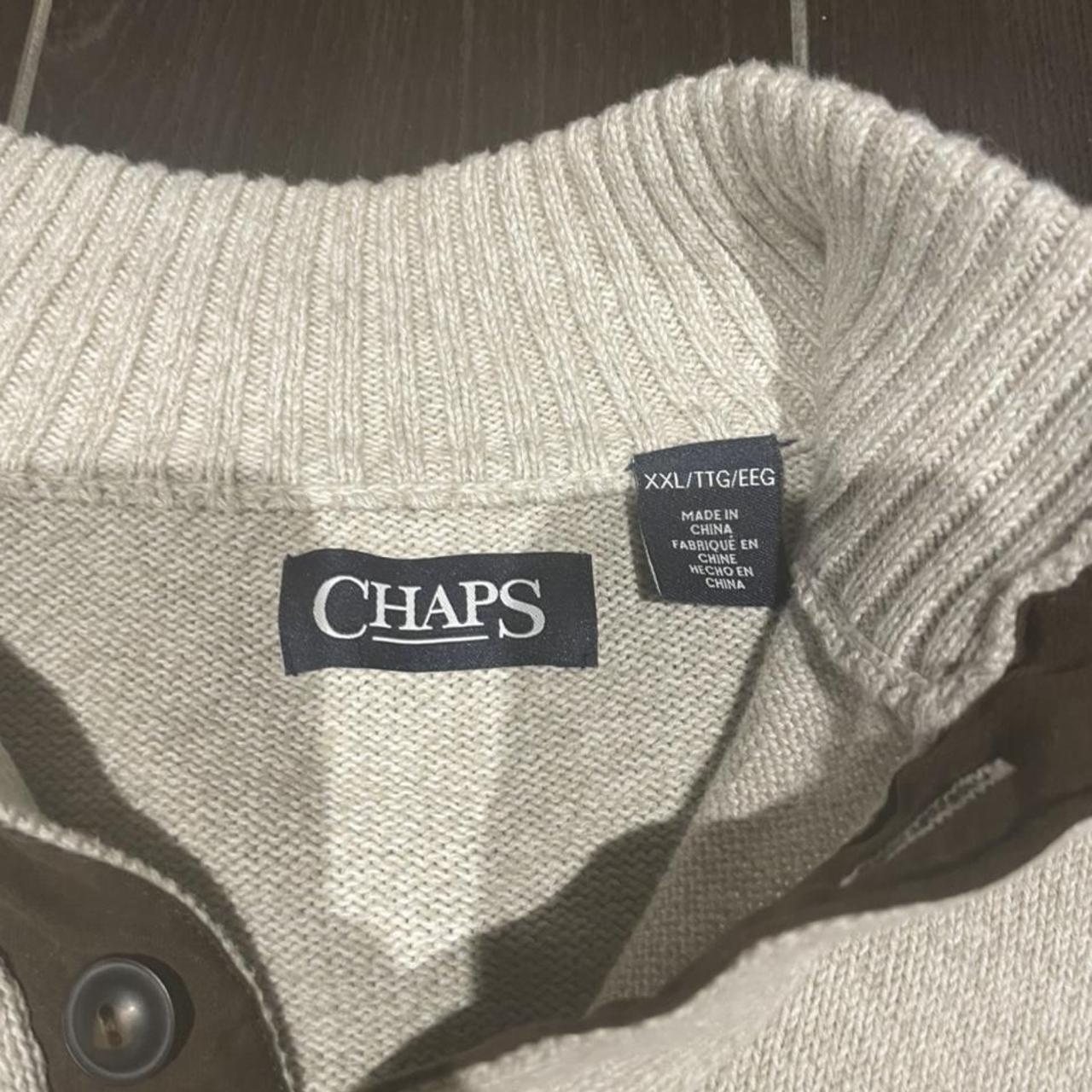 Chaps Men's White and Brown Jumper | Depop