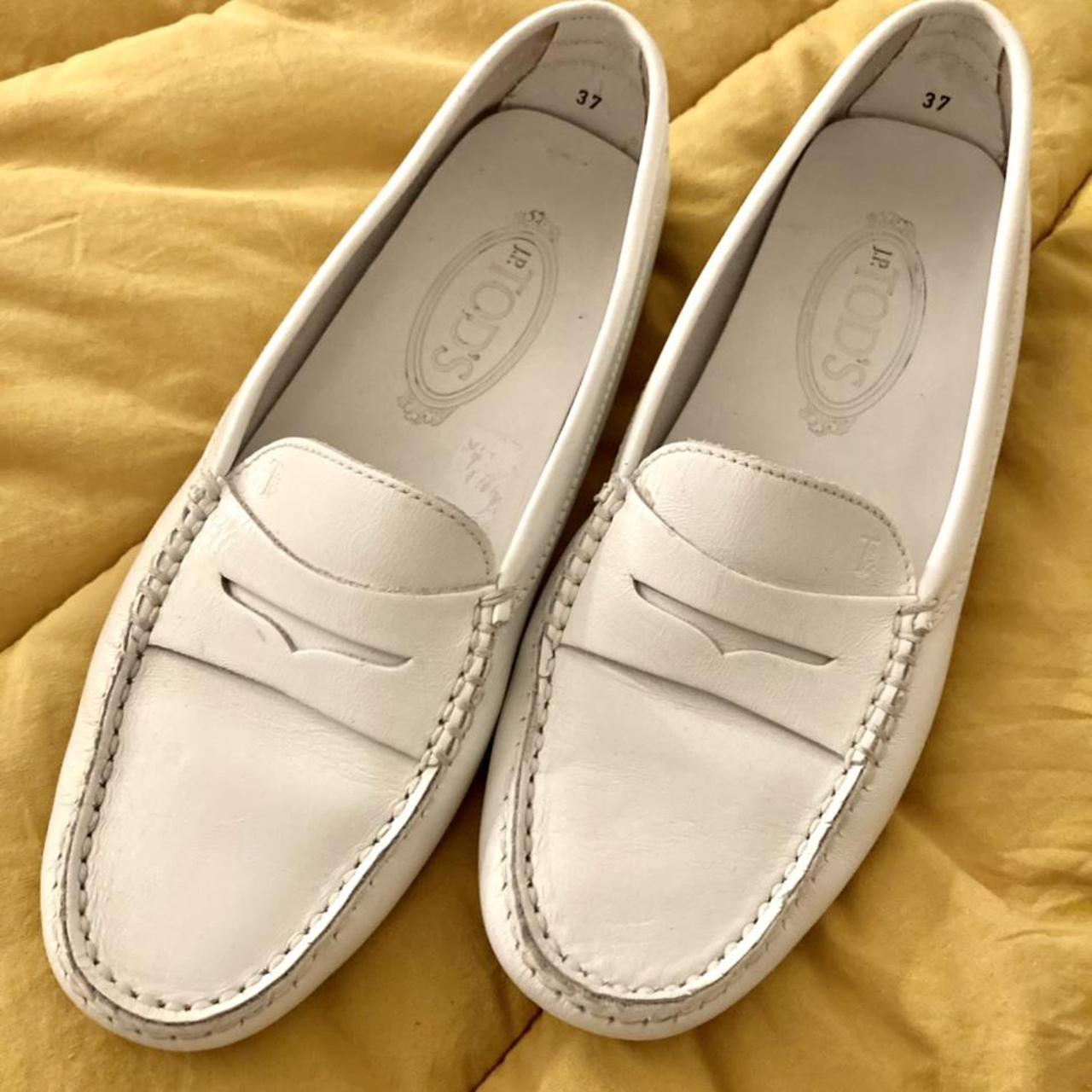 TOD'S White Loafers White Leather Loafers Original... - Depop