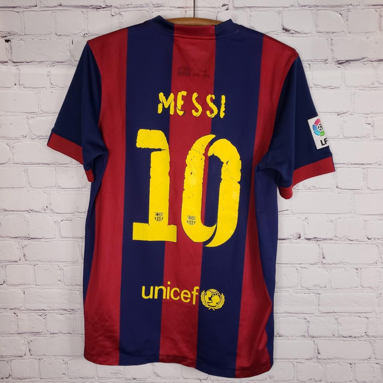 Thrashed Lionel Messi FCB nike dri fit jersey. Size:... - Depop